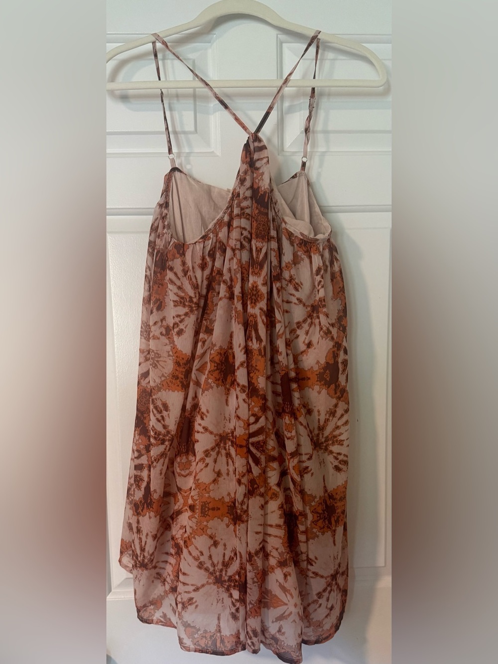 Letmebe Anthropologie Halter Printed Mini Dress Orange Pink Size M Boho - Picture 6 of 10